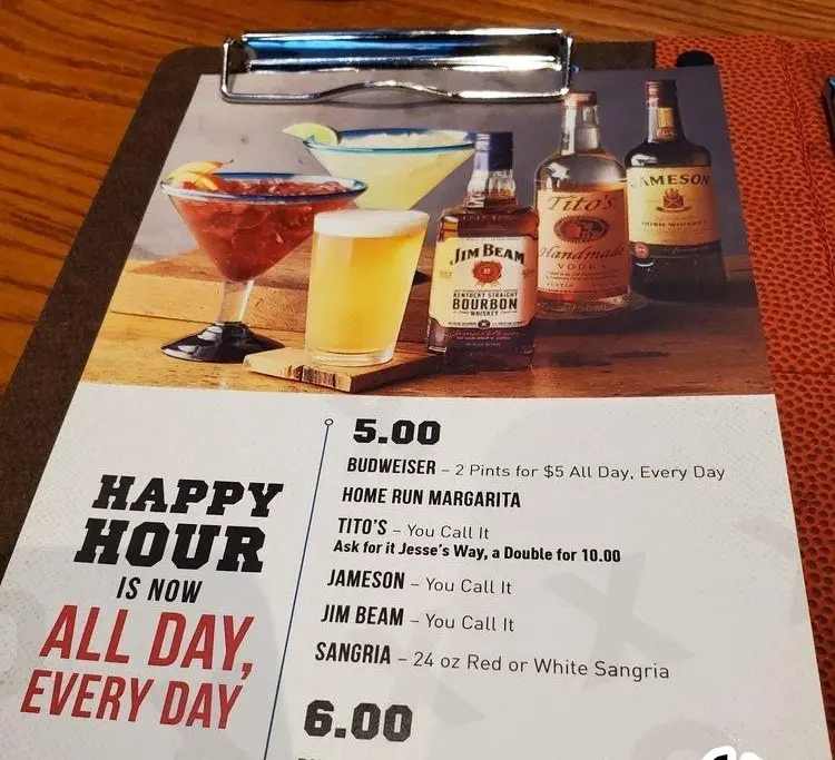 Glory Days Happy Hour Menu with Prices